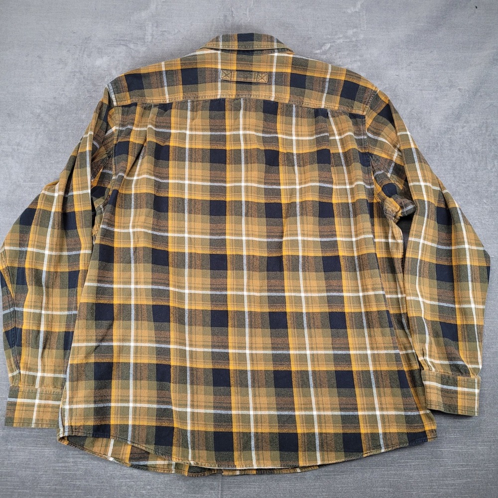 Duluth Trading Co Mens XL Tall Untucked Relaxed Fit Plaid Flannel‎ Shirt Gold - Picture 4 of 6